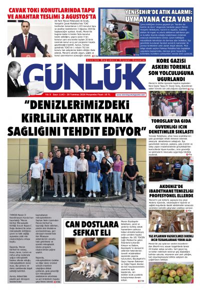 Mersin Günlük Gazetesi 1. Sayfa