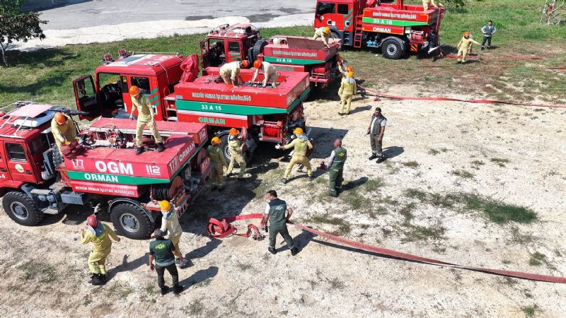MERSİN’DE ORMAN YANGINLARINA KARŞI TATBİKAT YAPILDI